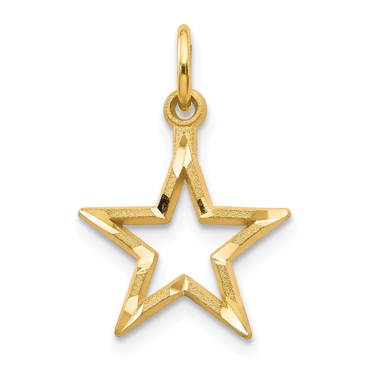 10K White Gold Star Charm Celestial Pendant Jewelry 20mm x 11mm